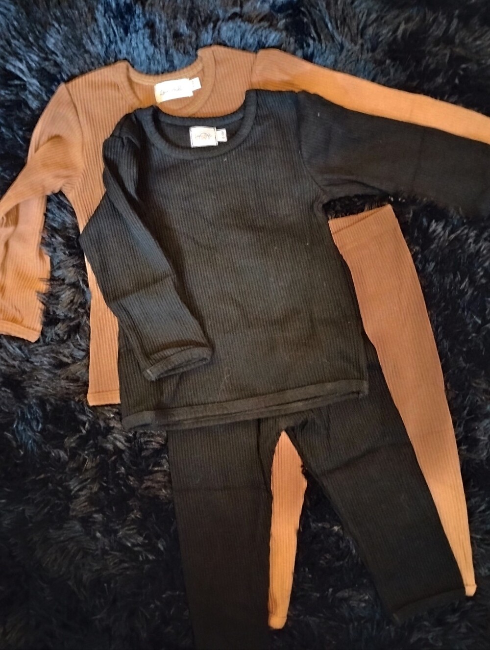 NEW Boutique Brand Two-Piece Ribbed Set in Black and Brown